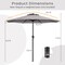Fabric Outdoor Heavy Duty Market Umbrella with Crank Handle, 8 Sturdy Ribs, UV Protection